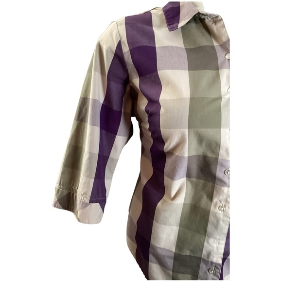 Kim Rogers Checkered Blouse in Purple and Tan, Plus Size 18 (2X) - Picture 3 of 7